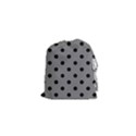 Large Black Polka Dots On Just Grey - Drawstring Pouch (XS) View1