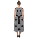 Large Black Polka Dots On Just Grey - Midi Tie-Back Chiffon Dress View2