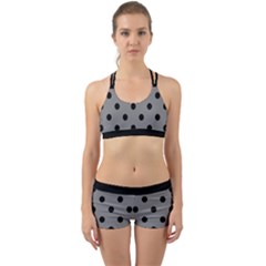 Large Black Polka Dots On Just Grey - Back Web Gym Set by FashionLane