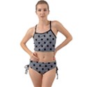 Large Black Polka Dots On Just Grey - Mini Tank Bikini Set View1