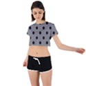 Large Black Polka Dots On Just Grey - Tie Back Short Sleeve Crop Tee View1