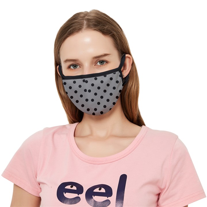 Large Black Polka Dots On Just Grey - Crease Cloth Face Mask (Adult)