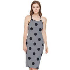 Large Black Polka Dots On Just Grey - Bodycon Cross Back Summer Dress