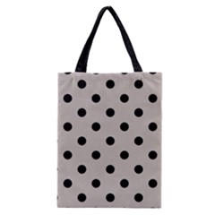 Large Black Polka Dots On Pale Grey - Classic Tote Bag by FashionLane