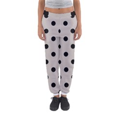 Large Black Polka Dots On Pale Grey - Women s Jogger Sweatpants by FashionLane