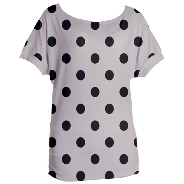 Large Black Polka Dots On Pale Grey - Women s Oversized Tee