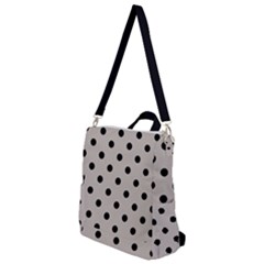 Large Black Polka Dots On Pale Grey - Crossbody Backpack by FashionLane