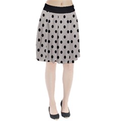 Large Black Polka Dots On Pale Grey - Pleated Skirt by FashionLane