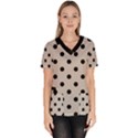 Large Black Polka Dots On Pale Grey - Women s V-Neck Scrub Top View1