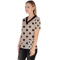 Large Black Polka Dots On Pale Grey - Women s V-Neck Scrub Top View2