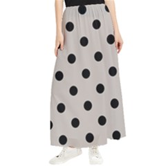 Large Black Polka Dots On Pale Grey - Maxi Chiffon Skirt