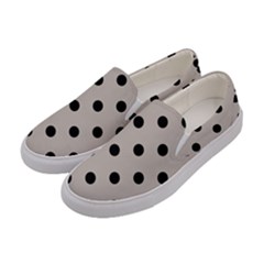 Large Black Polka Dots On Pale Grey - Women s Canvas Slip Ons by FashionLane