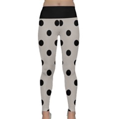 Large Black Polka Dots On Pale Grey - Lightweight Velour Classic Yoga Leggings by FashionLane