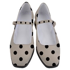 Large Black Polka Dots On Pale Grey - Women s Mary Jane Shoes