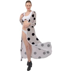 Large Black Polka Dots On Pale Grey - Maxi Chiffon Beach Wrap by FashionLane