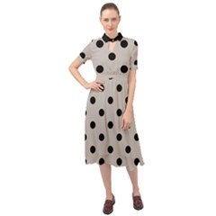 Large Black Polka Dots On Pale Grey - Keyhole Neckline Chiffon Dress by FashionLane