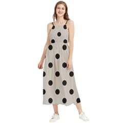 Large Black Polka Dots On Pale Grey - Boho Sleeveless Summer Dress