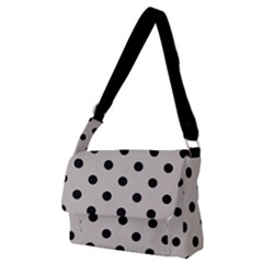 Large Black Polka Dots On Pale Grey - Full Print Messenger Bag (m) by FashionLane