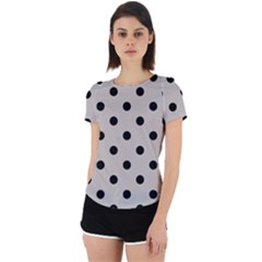 Large Black Polka Dots On Pale Grey - Back Cut Out Sport Tee by FashionLane