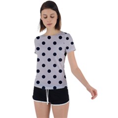 Large Black Polka Dots On Pale Grey - Back Circle Cutout Sports Tee by FashionLane