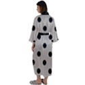 Large Black Polka Dots On Pale Grey - Maxi Satin Kimono View2