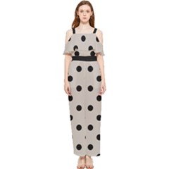 Large Black Polka Dots On Pale Grey - Draped Sleeveless Chiffon Jumpsuit