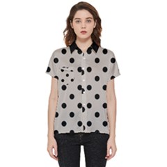 Large Black Polka Dots On Pale Grey - Short Sleeve Pocket Shirt