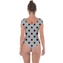 Large Black Polka Dots On Silver Cloud Grey - Short Sleeve Leotard  View2