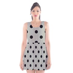 Large Black Polka Dots On Silver Cloud Grey - Scoop Neck Skater Dress by FashionLane