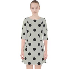 Large Black Polka Dots On Silver Cloud Grey - Pocket Dress by FashionLane