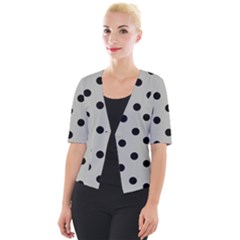 Large Black Polka Dots On Silver Cloud Grey - Cropped Button Cardigan by FashionLane