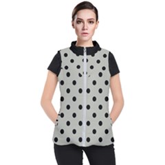 Large Black Polka Dots On Silver Cloud Grey - Women s Puffer Vest by FashionLane