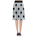 Large Black Polka Dots On Silver Cloud Grey - Flared Midi Skirt View2