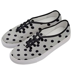 Large Black Polka Dots On Silver Cloud Grey - Women s Classic Low Top Sneakers by FashionLane