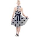 Large Black Polka Dots On Silver Cloud Grey - Halter Party Swing Dress  View2