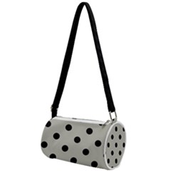 Large Black Polka Dots On Silver Cloud Grey - Mini Cylinder Bag by FashionLane