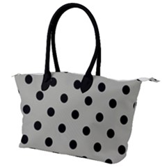 Large Black Polka Dots On Silver Cloud Grey - Canvas Shoulder Bag by FashionLane