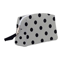 Large Black Polka Dots On Silver Cloud Grey - Wristlet Pouch Bag (medium) by FashionLane