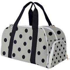 Large Black Polka Dots On Silver Cloud Grey - Burner Gym Duffel Bag