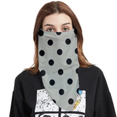 Large Black Polka Dots On Silver Cloud Grey - Face Covering Bandana (triangle) by FashionLane