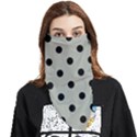 Large Black Polka Dots On Silver Cloud Grey - Face Covering Bandana (Triangle) View1