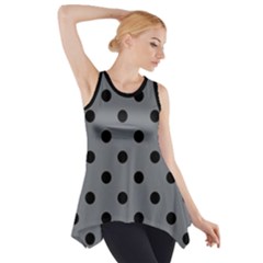 Large Black Polka Dots On Steel Grey - Side Drop Tank Tunic by FashionLane