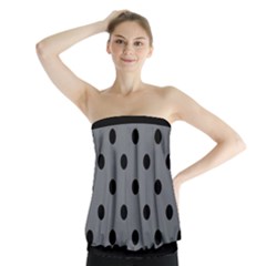 Large Black Polka Dots On Steel Grey - Strapless Top by FashionLane