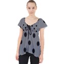 Large Black Polka Dots On Steel Grey - Lace Front Dolly Top View1