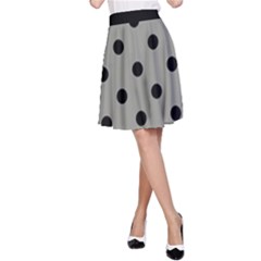 Large Black Polka Dots On Trout Grey - A-line Skirt by FashionLane