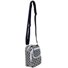 Large Black Polka Dots On Trout Grey - Shoulder Strap Belt Bag by FashionLane