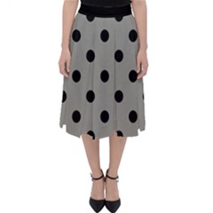 Large Black Polka Dots On Trout Grey - Classic Midi Skirt by FashionLane