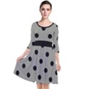 Large Black Polka Dots On Trout Grey - Quarter Sleeve Waist Band Dress View1