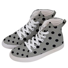 Large Black Polka Dots On Trout Grey - Men s Hi-top Skate Sneakers by FashionLane