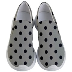 Large Black Polka Dots On Trout Grey - Women s Lightweight Slip Ons by FashionLane